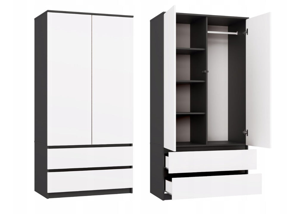 Malwa SS-90 Wardrobe - Anthracite/White