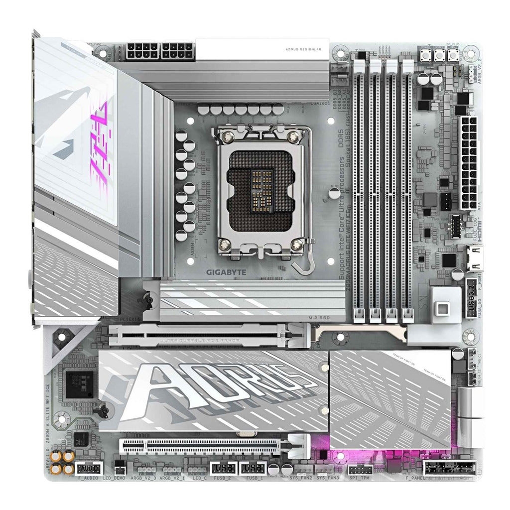 GIGABYTE AORUS Z890M ELITE WIFI7 ICE - Motherboard - micro ATX - LGA1851 socket - Z890 chipset - USB4, USB-C 3.2 Gen2, USB 3.2