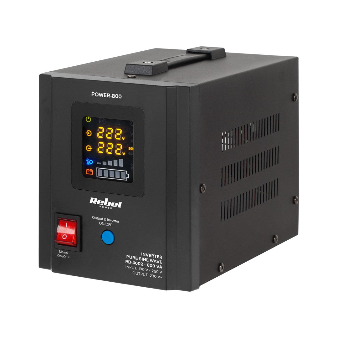 Rebel Power Supply - Pure Sine Wave Inverter 800 VA - 500 W - 12V - Model RB-4002
