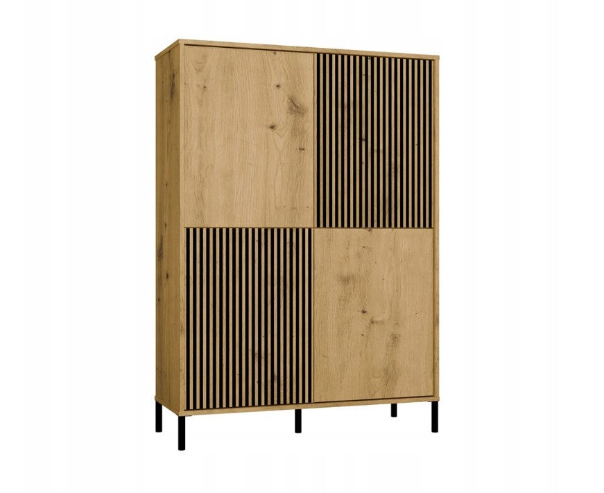 KAMARO 4DK Slim Display Cabinet Artisan Oak 4 Doors