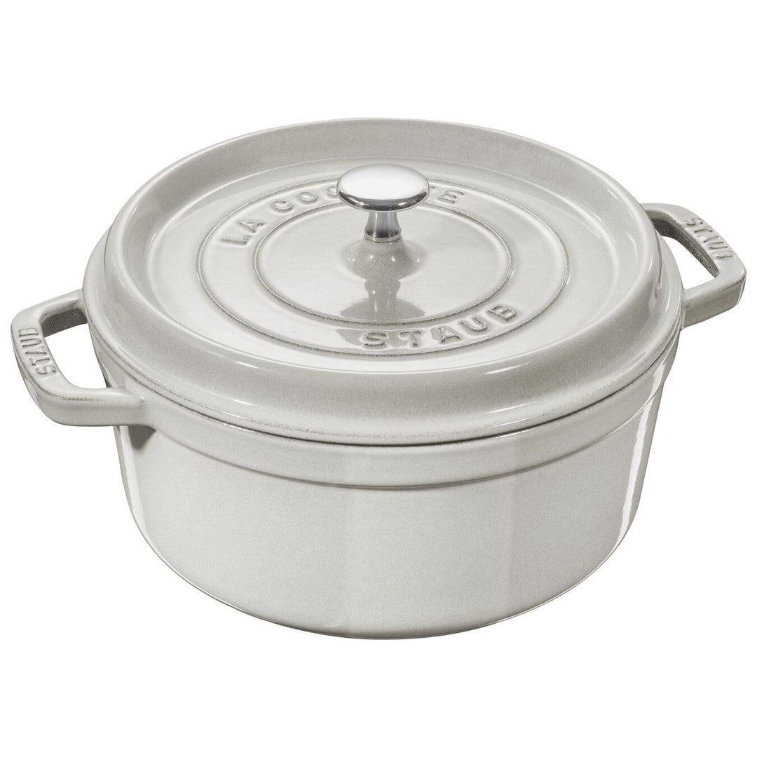 Staub Round Cast Iron Pot 5.2 ltr White Truffle