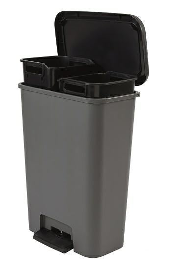 CURVER Waste Bin with Pedal 23 + 23 L/ Dark Grey/ Black