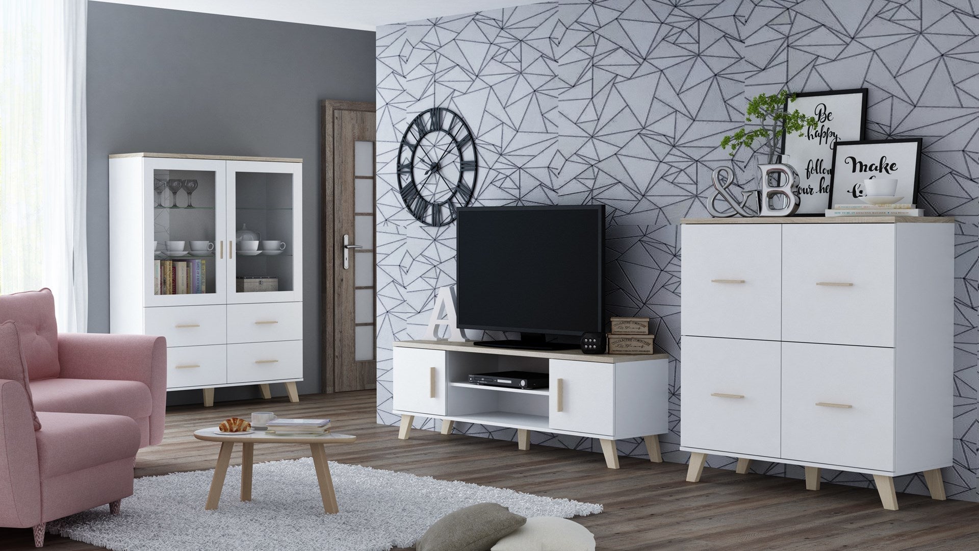 Cama TV Stand LOTTA 160 2D2K White/Sonoma