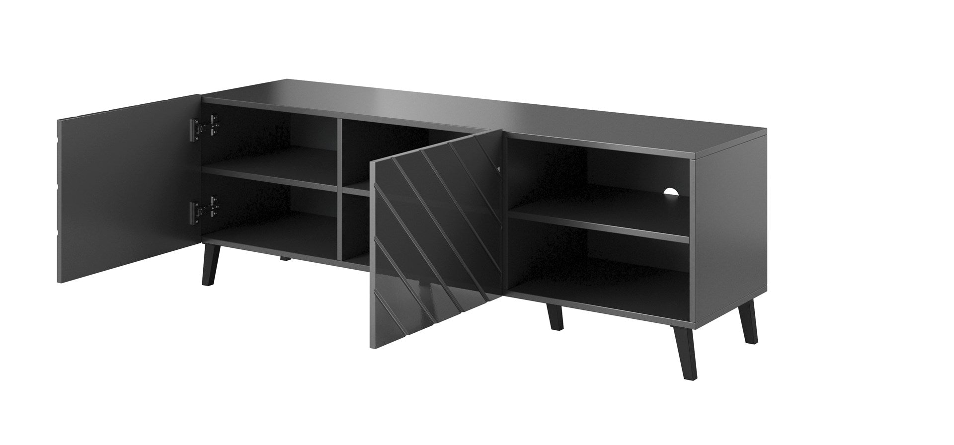 RTV Cabinet ABETO 150x42x52 Graphite/Gloss