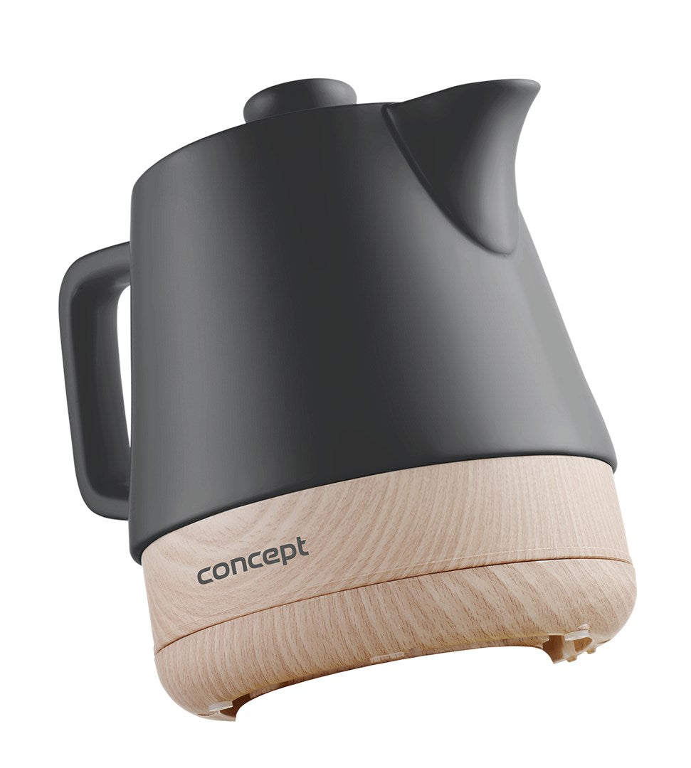 CONCEPT Electric Kettle 1 L 1200 W RK0062 Anthracite, Wood 255 mm Width 210 mm Length 205 mm Height