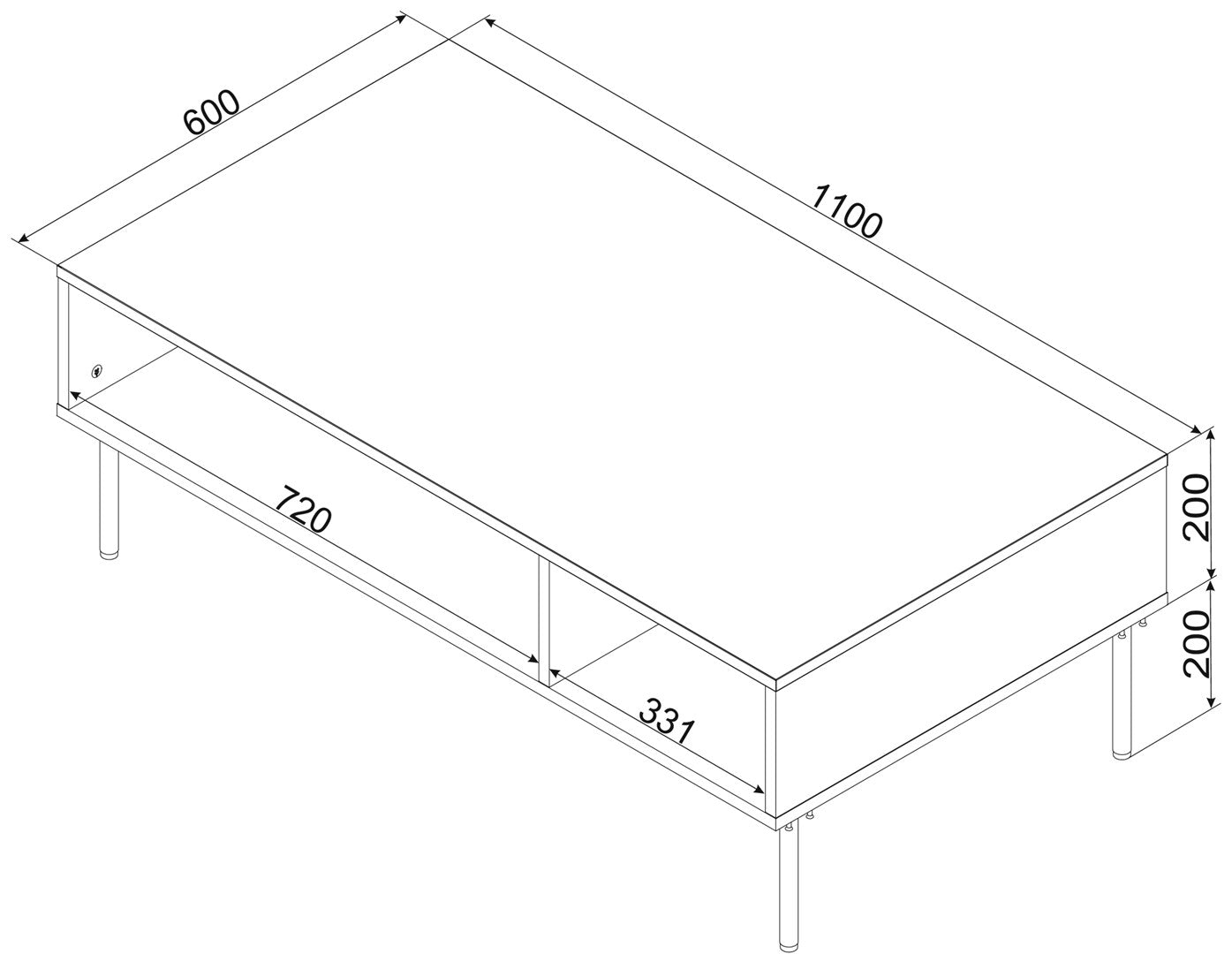 Cama PALAZZO BIS Table/Latrine 110x60x40 Matte Black