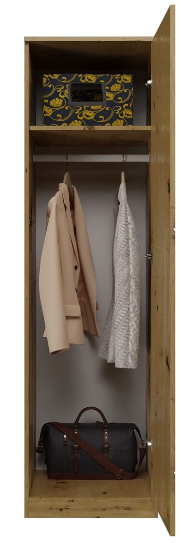 Topeshop SD-50 Artisan Wardrobe - Oak with 5 Shelves and 1 Door