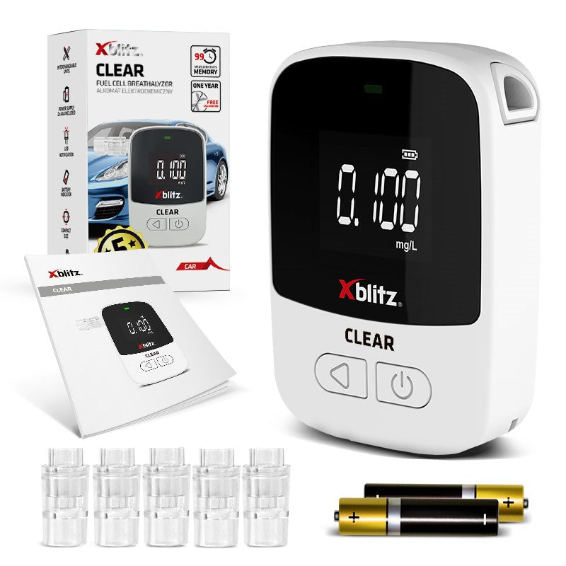XBLITZ CLEAR Electrochemical Breathalyzer with LCD Display