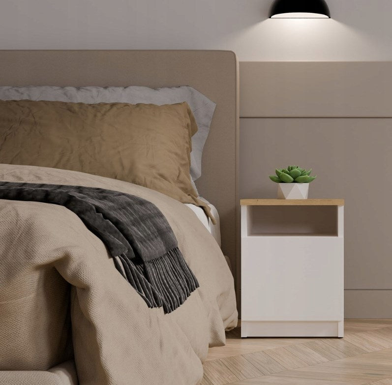 GALAX 30/1D White/Artisan Bedside Table