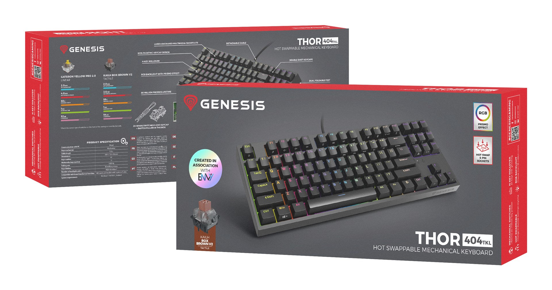 GENESIS Thor 404 TKL keyboard Gaming USB QWERTY US English Black