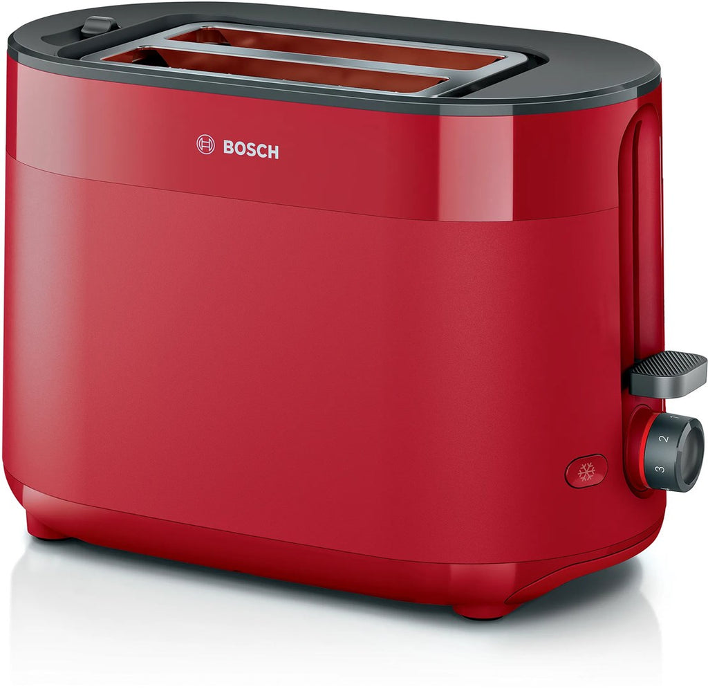 Bosch TAT2M124 Toaster 2 Slice 950 W Red - Compact with Bun Warmer