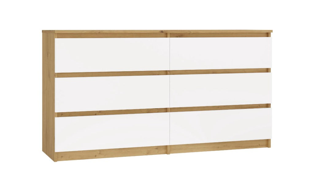 MALWA Chest of Drawers 140 cm 6 Drawers Artisan Oak/White M6