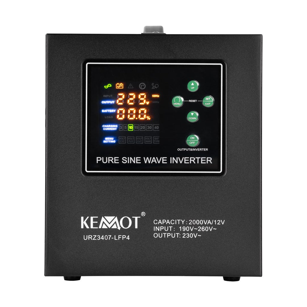 KEMOT PROsinus-2000 emergency power supply unit – a pure sine wave inverter with a 12V charging function  230V  2000VA/1200W