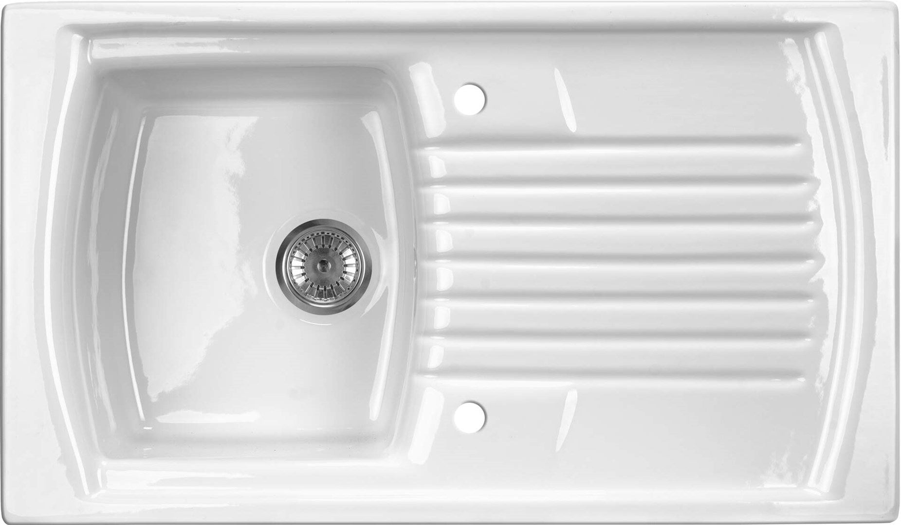 Deante Ceramic Sink 1-Bowl with Drainer Lusitano ZCL 6113 White