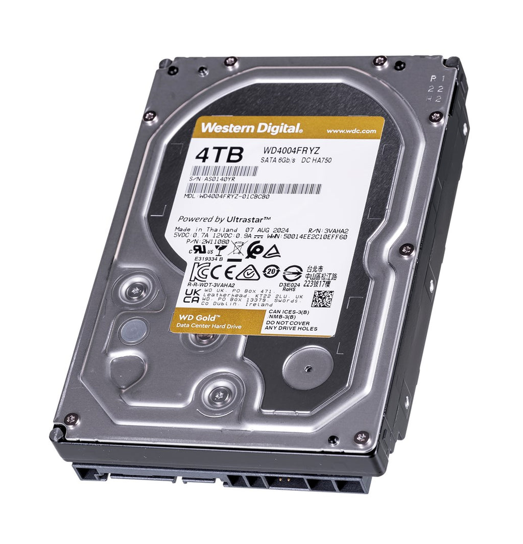 WD Gold Hard Drive - 4TB - Internal - 3.5" - SATA 6Gb/s - 7200 rpm - Buffer: 256MB (WD4004FRYZ)