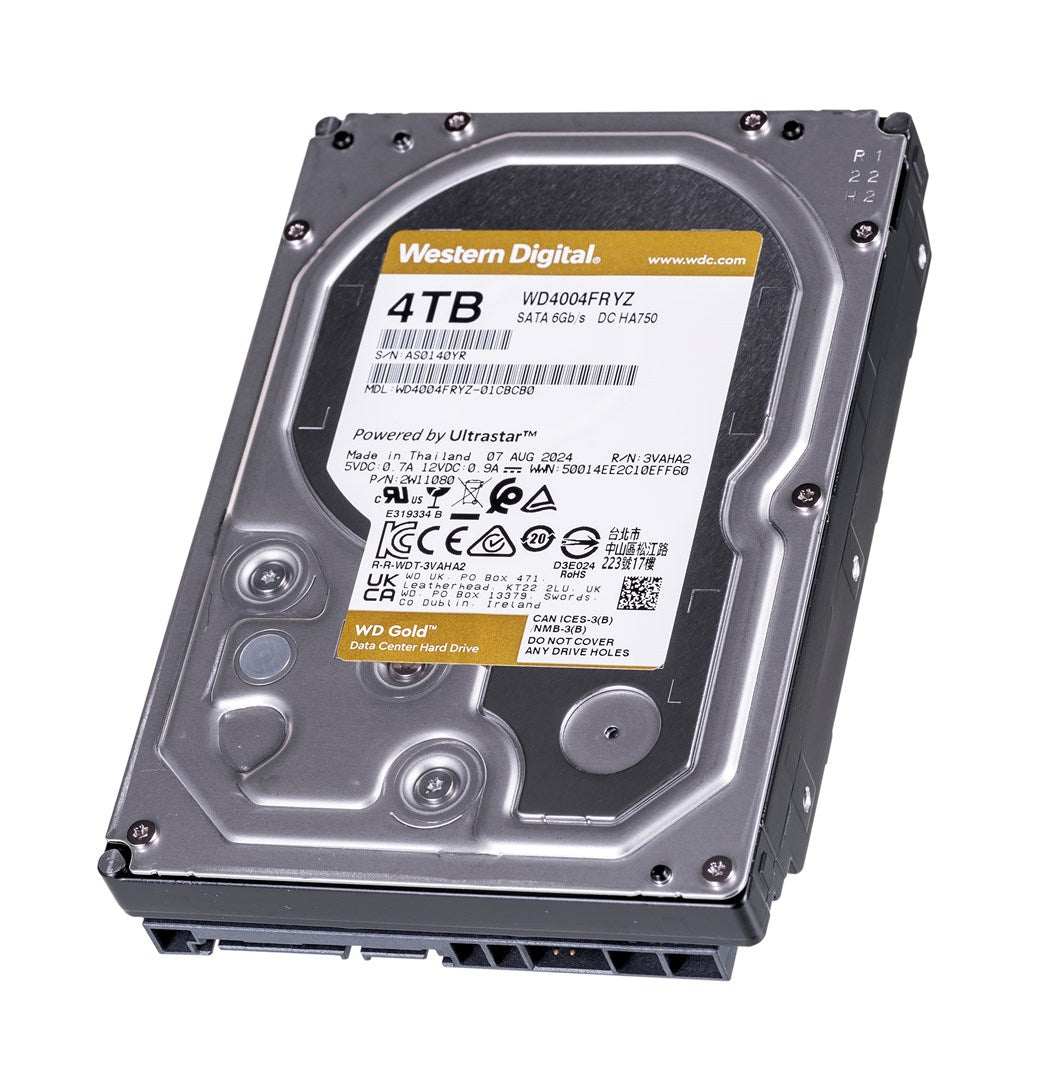 WD Gold Hard Drive - 4TB - Internal - 3.5" - SATA 6Gb/s - 7200 rpm - Buffer: 256MB (WD4004FRYZ)