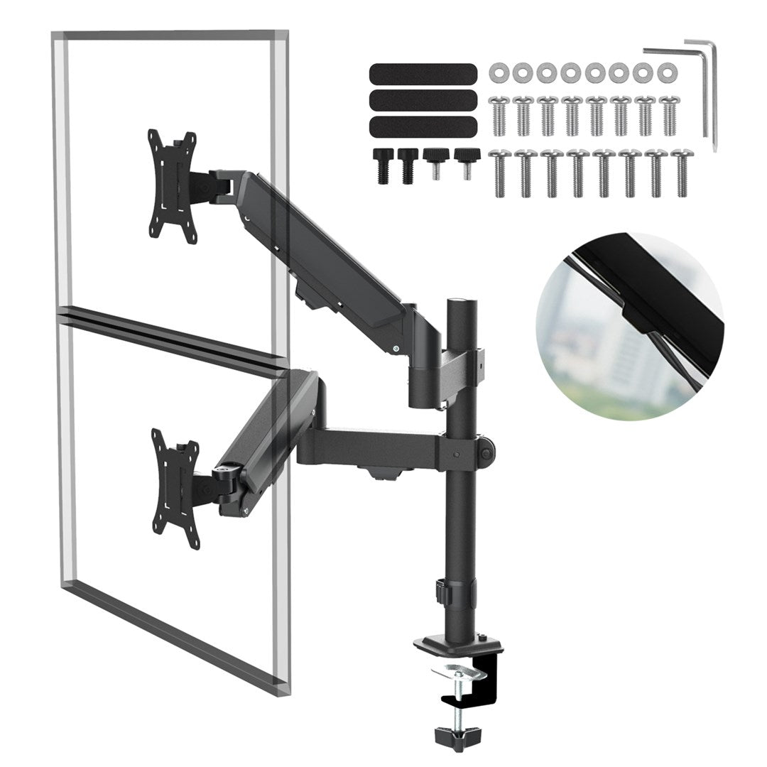Maclean MC-136 2 Monitor Mount Gas Spring 17-32 2-10 kg Black