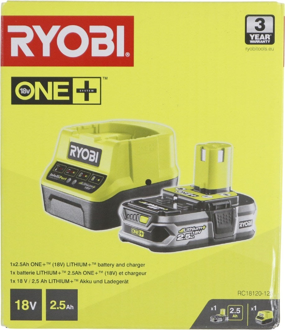 Ryobi Lithium-Ion Battery 18V 2.5Ah + Fast Charger ONE+ RC18120-125