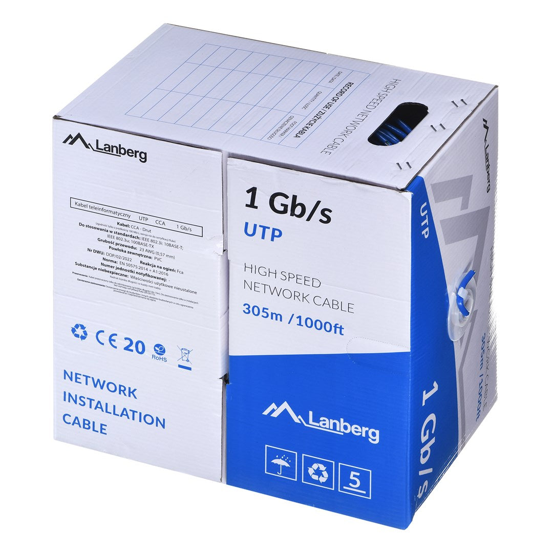LANBERG UTP Cable 1GB/s 305 m CCA Blue