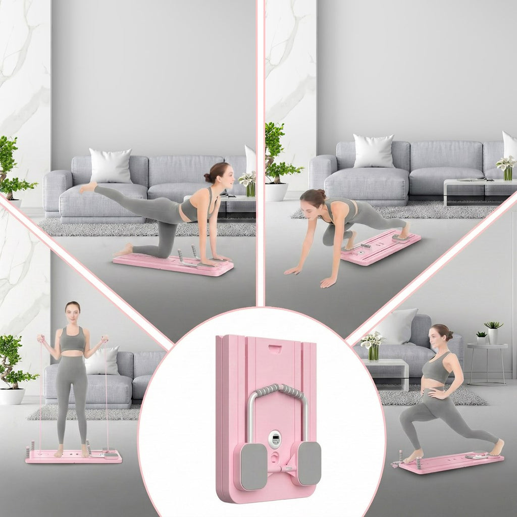 Extralink DESKA DO PILATESU RÓZOWA REFORMER DO CWICZEN BRZUCHA POMPKI