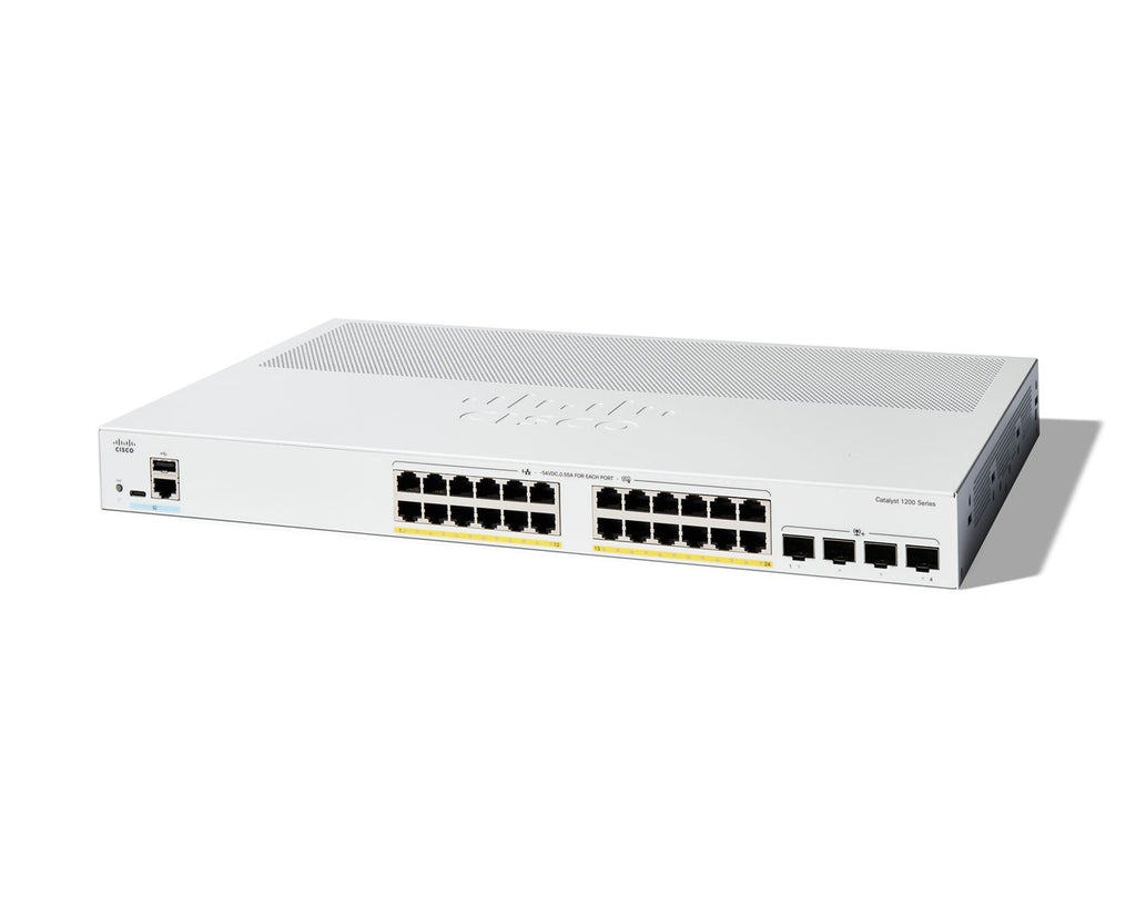 CISCO Catalyst 1200 24-Port Switch - PoE+ - 195W Power Budget - 4 x 10 G SFP+ Uplinks C1200-24P-4X