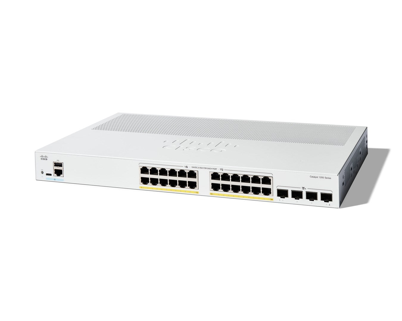 CISCO Catalyst 1200 24-Port Switch - PoE+ - 195W Power Budget - 4 x 10 G SFP+ Uplinks C1200-24P-4X