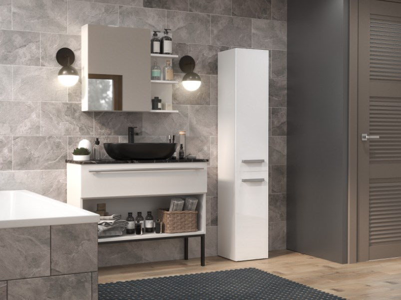 NEL II Bathroom Cabinet Gloss White 31x30x174 cm