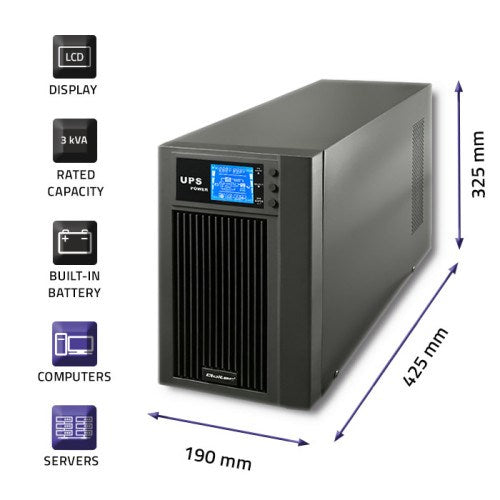Qoltec Online UPS Pure Sine Wave 3kVA 2.4kW LCD USB