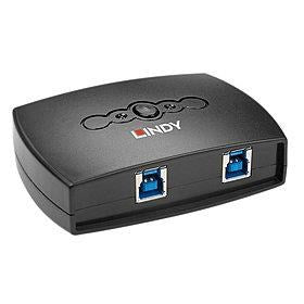 Lindy 2 Port USB3.0 Switch - USB-Umschalter für die gemeinsame Nutzung von Peripheriegeräten - 2 x SuperSpeed USB3.0 - Desktop (43141)