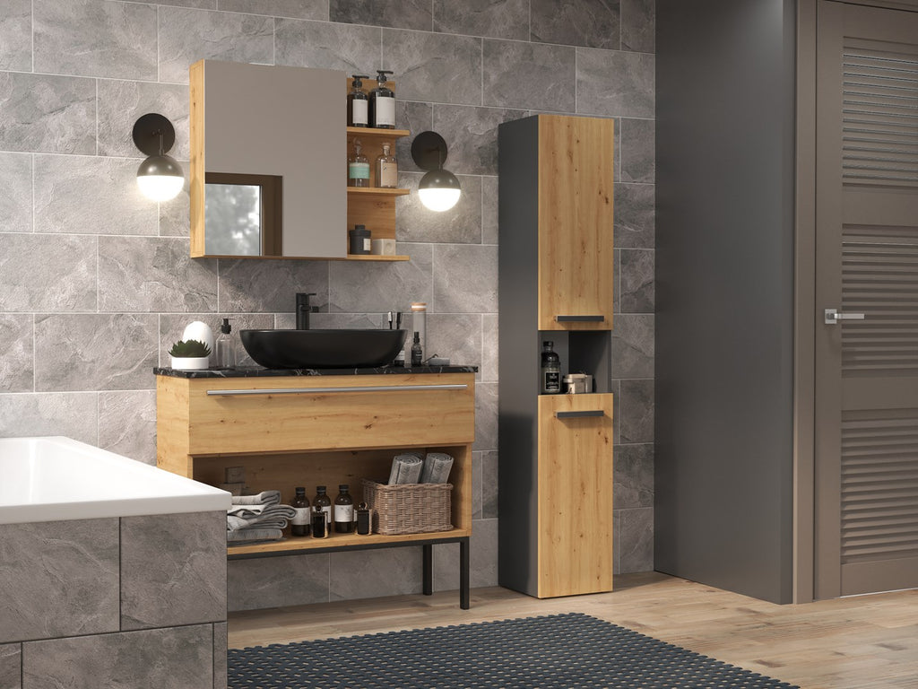 Topeshop Bathroom Storage Cabinet NEL I ANT/ART Graphite Oak