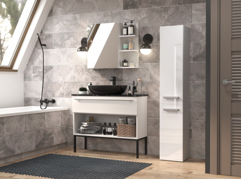 NEL III Bathroom Cabinet Gloss White 31x30x174 cm