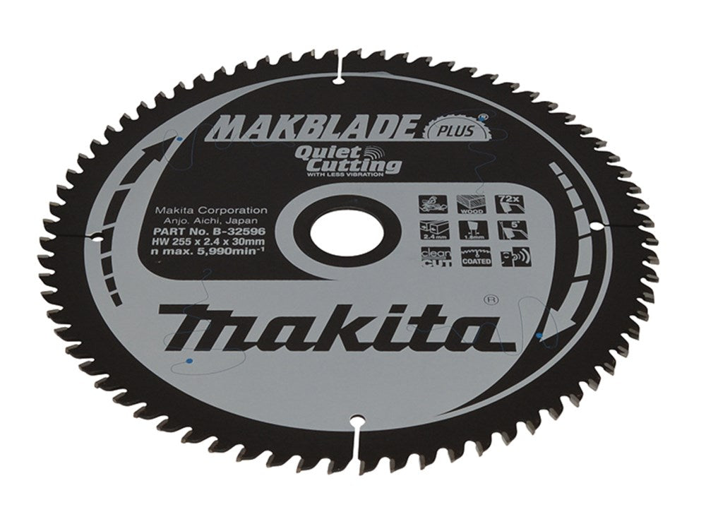 MAKITA Circular Saw Blade 255 mm x 30 mm x 72 Teeth for Wood 255x30x72Z