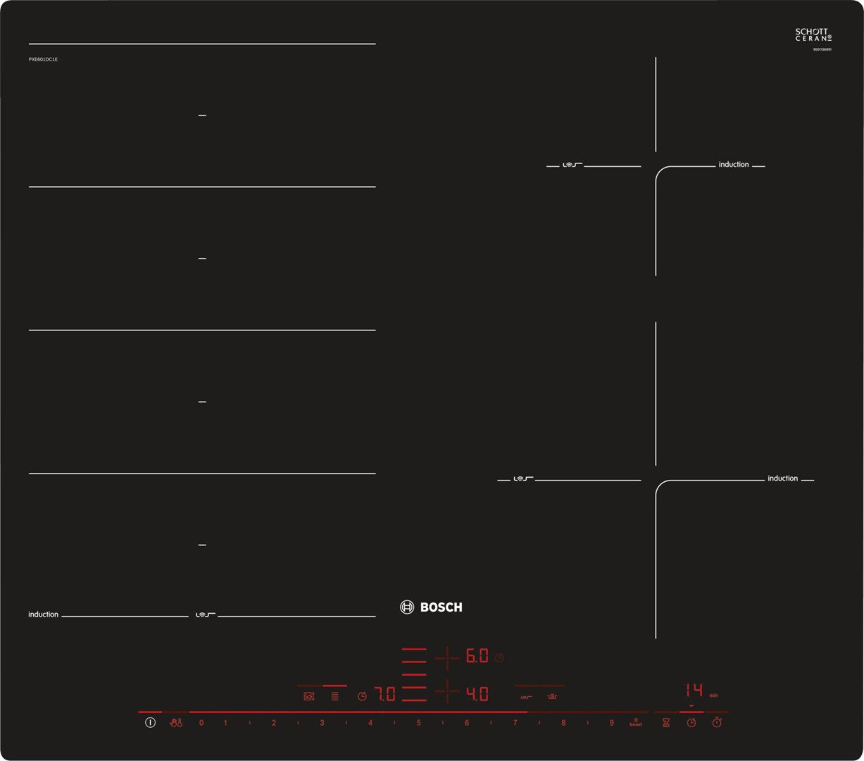 Bosch Serie 8 Induction Hob 4 Zones Black PXE601DC1E