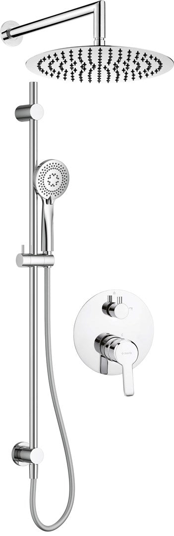 Concealed shower set with rail - with overhead shower