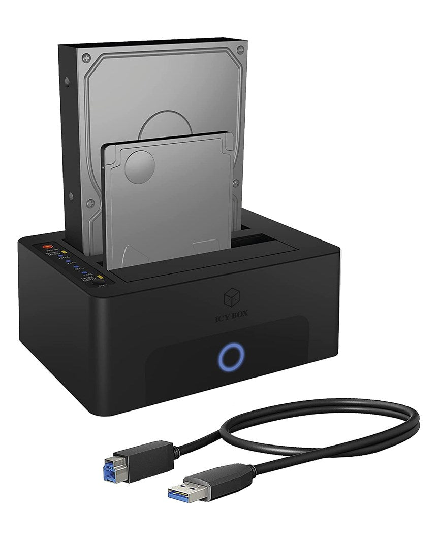 ICY BOX 2-bay Docking and Cloning Station for 2.5  or 3.5  SATA Drives to USB 3.0 Host