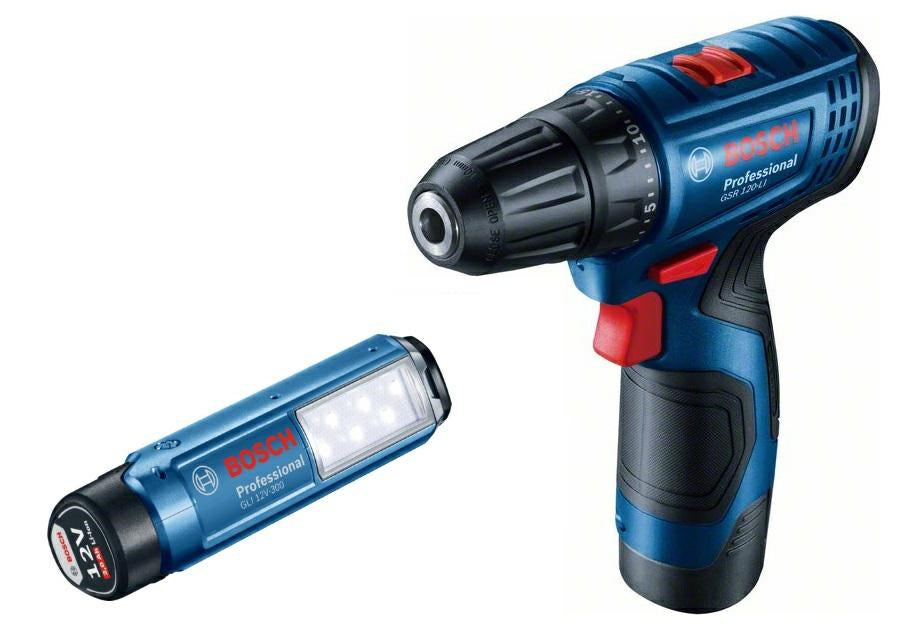 BOSCH GSR 120-LI Cordless Drill Driver with Lamp and Case 30/14Nm 12V-300