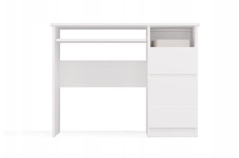 PORTO Right Desk with Drawer and Keyboard Shelf White Model PORTO RIGHT