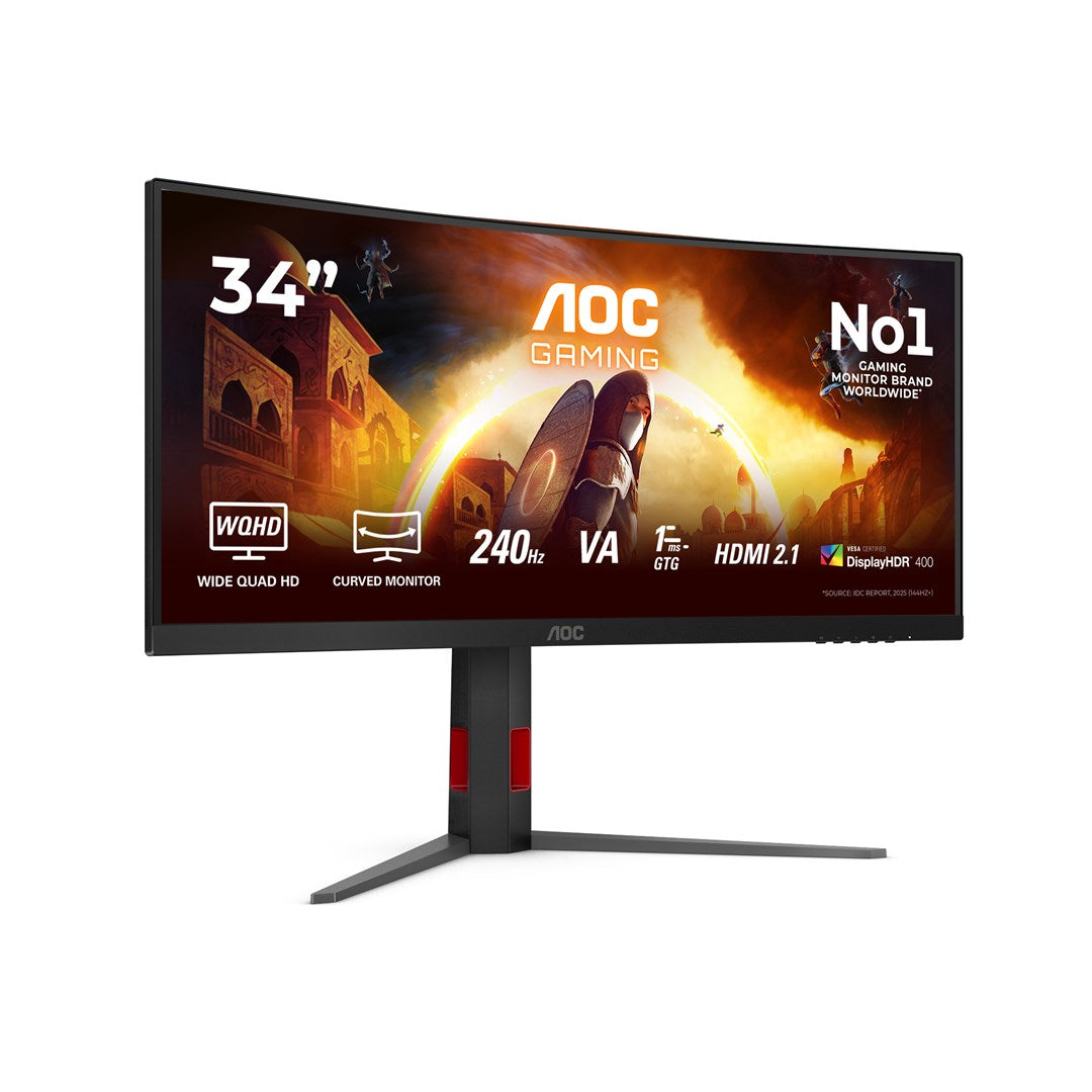 AOC G4 CU34G4Z computer monitor 86.4 cm (34 ) 3440 x 1440 pixels Wide Quad HD LED Black  Red