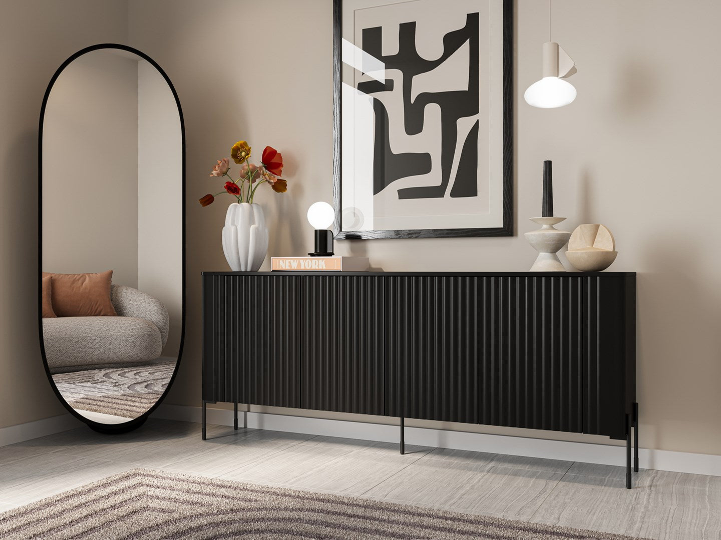 Cama VERA Chest of Drawers 190x40x80 Black Matt