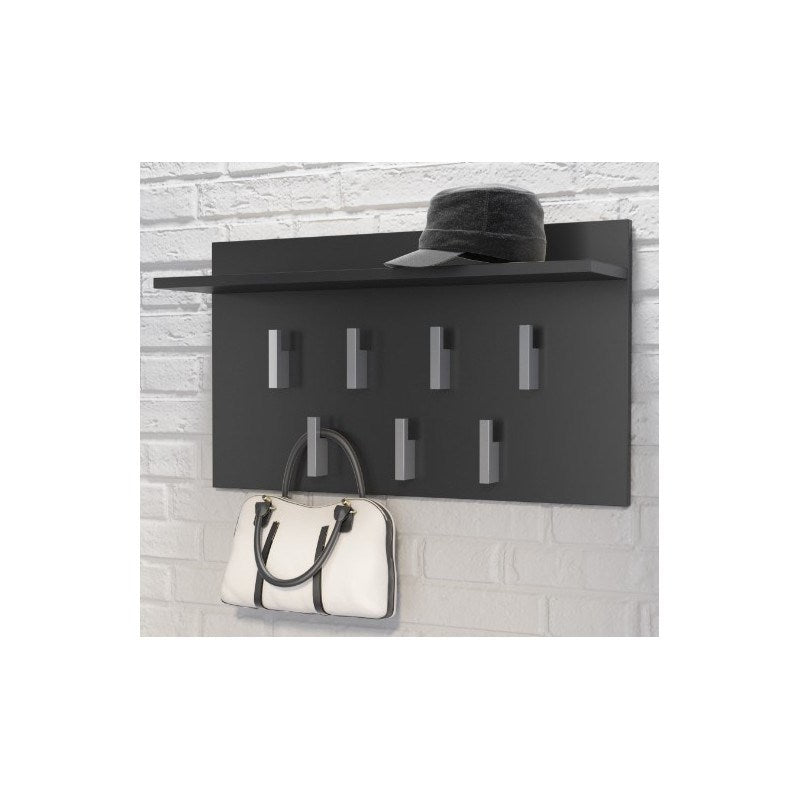 2F Black Mat Clothes Hanger with Shelf - Model 2F
