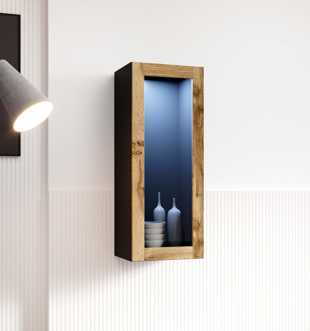 Cama Cabinet VIGO 90 Glass 90/35/32 Black/Wotan Oak