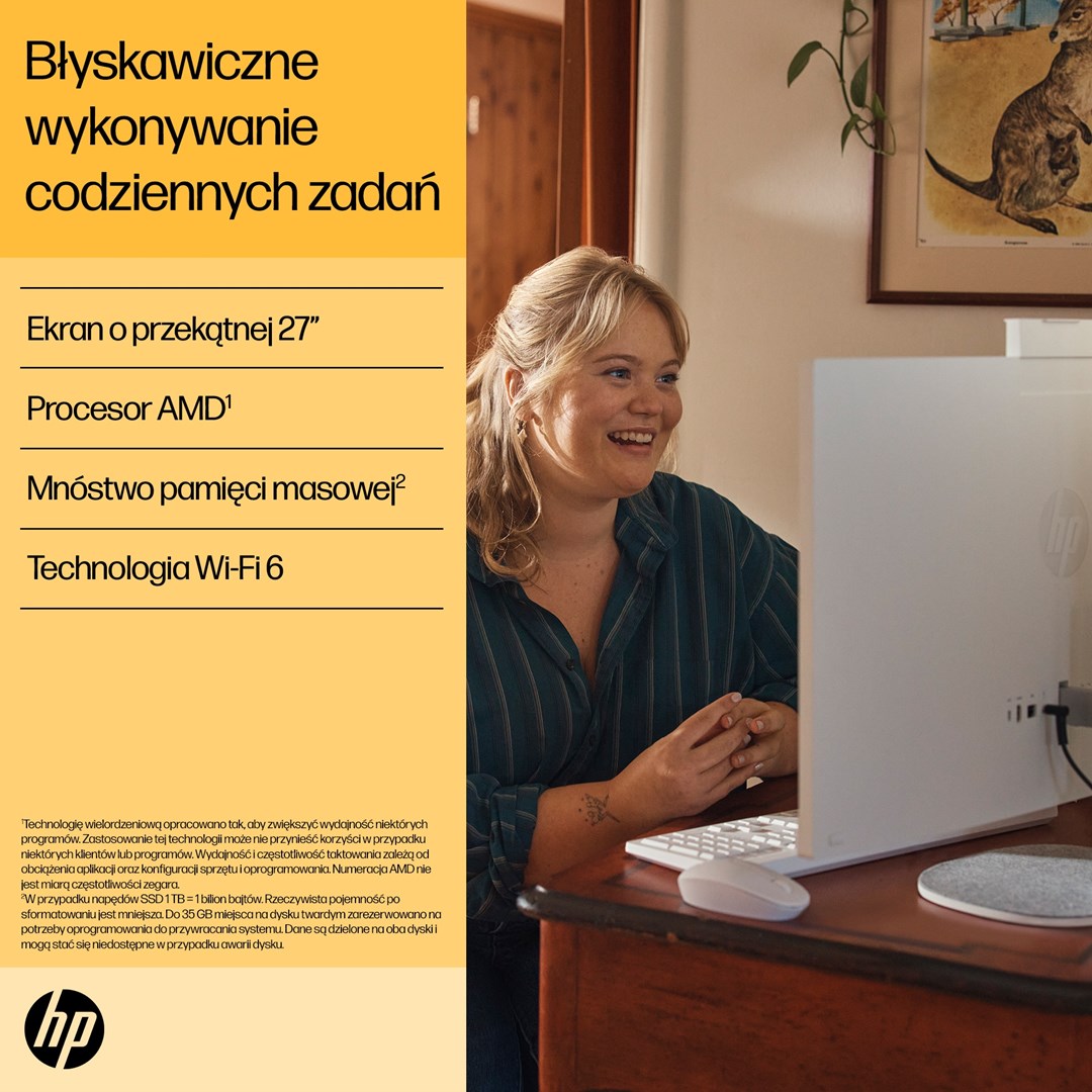 Hewlett-Packard All-in-One PC AMD Ryzen™ 7 7730U 16GB DDR4 512GB SSD 27" 1920 x 1080 9L736EA