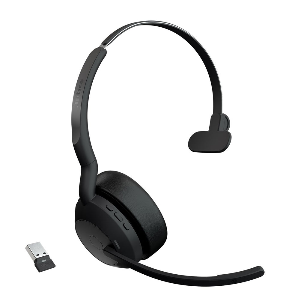 GN Jabra Evolve2 55 UC Mono Headset - On-Ear - Bluetooth - Wireless - Active Noise Cancellation - USB-A - Black
