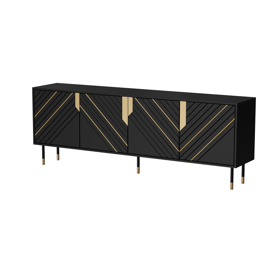 Cama 4D MOUNTAIN Chest of Drawers - 204x40x72 cm - Black + Gold