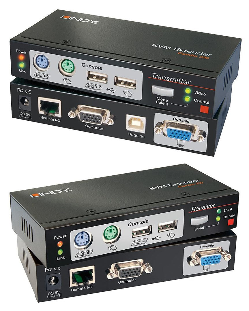 LINDY Cat.5 KVM Extender Combo 300 - KVM Extender - PS/2, USB - up to 300 m