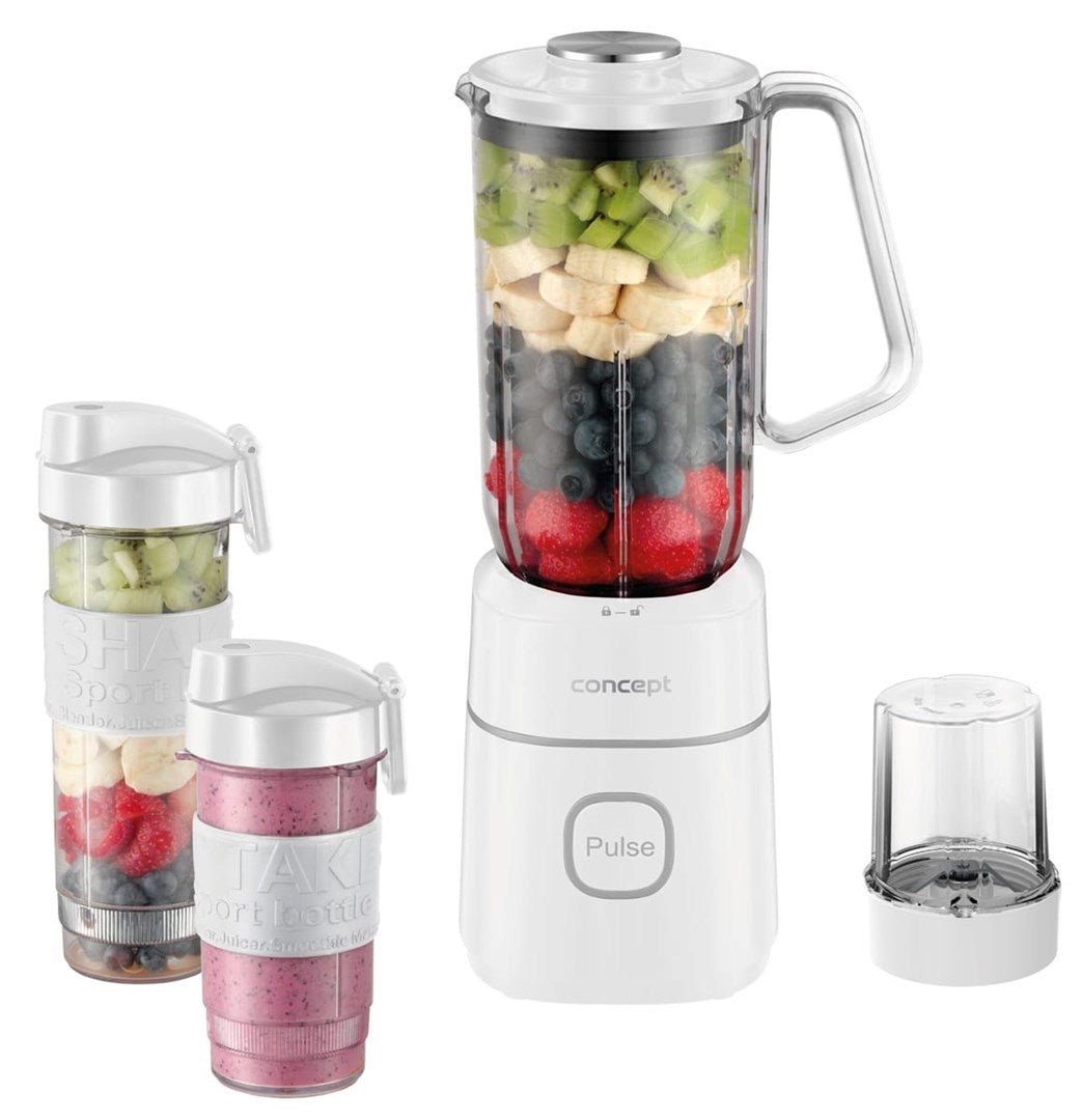 CONCEPT Cup Blender 700 W with Built-in Grinder, 1 L Pot Capacity, 2 Bottles Included, Model SM3491