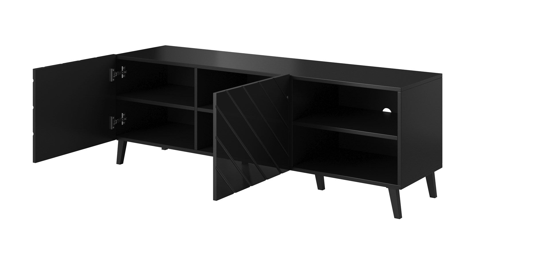 RTV Cabinet ABETO 150x42x52 Black Glossy