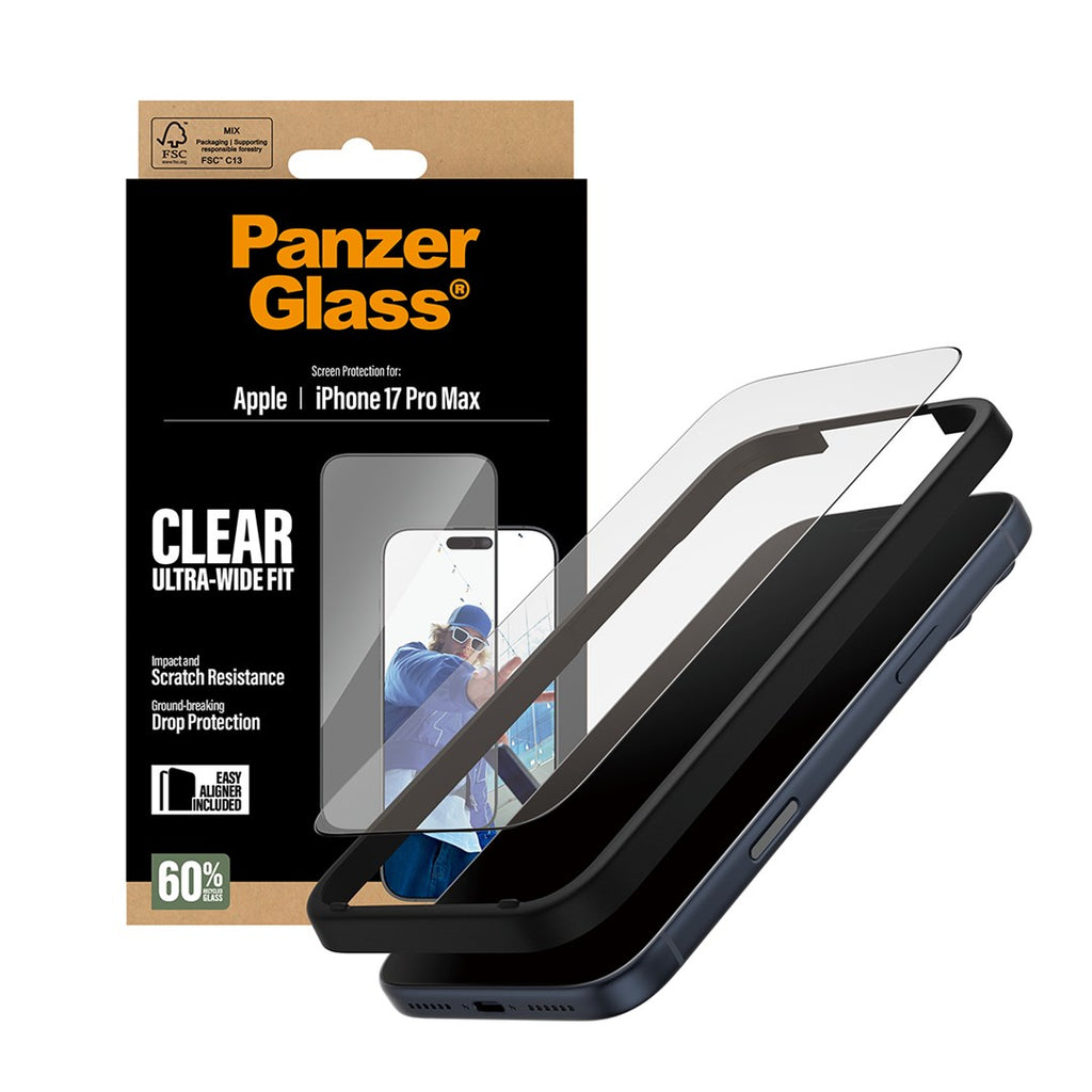 PanzerGlass ® Screen Protector iPhone 17 Pro Max | Ultra-Wide Fit w. EasyAligner Clear screen protector Apple 1 pc(s)
