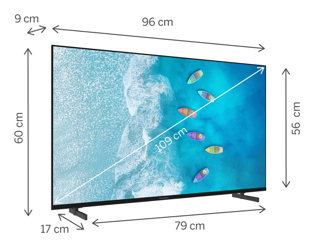 THOMSON TV → 43" 4K Ultra HD → 3840 x 2160 → Smart TV → 43UG4S15