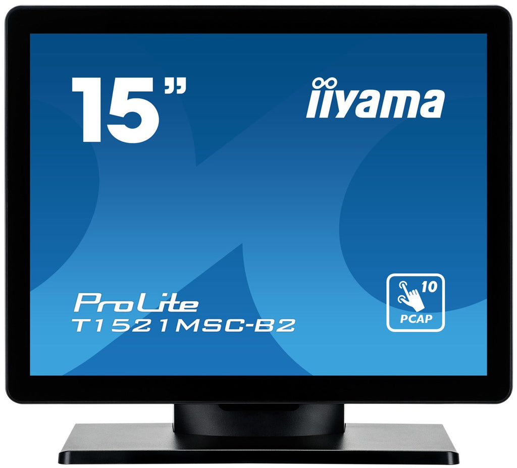 iiyama ProLite T1521MSC-B2 - LED-Monitor - 38 cm (15") - Touchscreen - 1024 x 768 - TN - 370 cd/m² - 800:1 - 8 ms - HDMI, VGA - Lautsprecher - mattblack [Energieklasse E] (T1521MSC-B2)